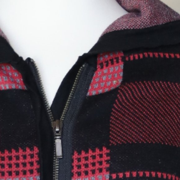 Caslon black/red/pink plaid zip up sweater hoodie - Picture 3 of 9